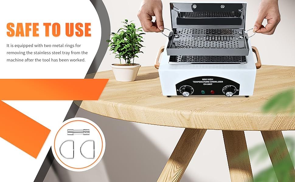 High Temperature Metal Tool Cleaning Box Dry Heat Sterilizer with Timer Manicure Pedicure SPA Salon Barber Equipment for Dentist Clinic Lab Sundry Beauty Hair Cut Nail Metal Tools