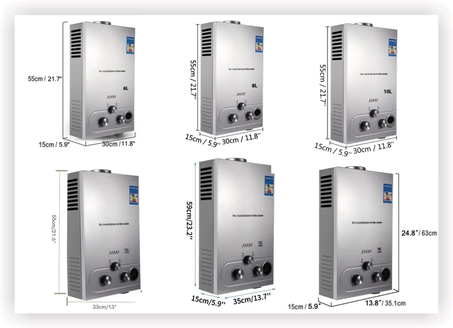 20L LPG Propane Tankless Water Heater – Energy-Efficient On-Demand Hot Water for Home, RV, and Outdoor Use – Compact, Easy Installation