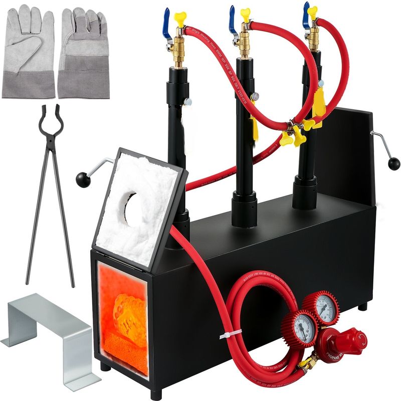 Portable Gas Propane Forge Furnace Burner Three Burners Making Metal Tools
