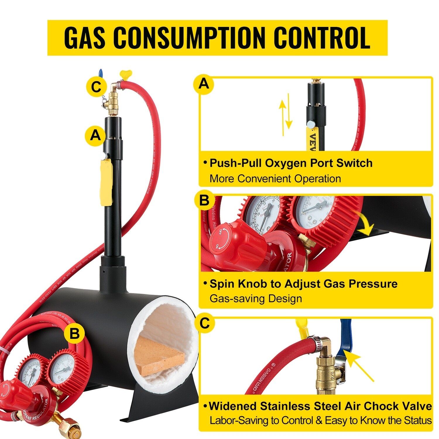 Metal tool-making portable gas propane forge furnace burner