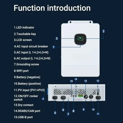12KW inverter 48v 220v 3-Phase OffGrid Solar Inverter 2 MPPT WIFI Max 6 Parallel
