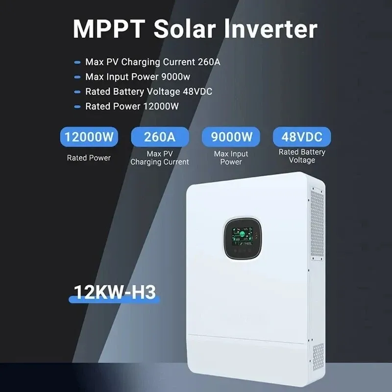 12KW inverter 48v 220v 3-Phase OffGrid Solar Inverter 2 MPPT WIFI Max 6 Parallel