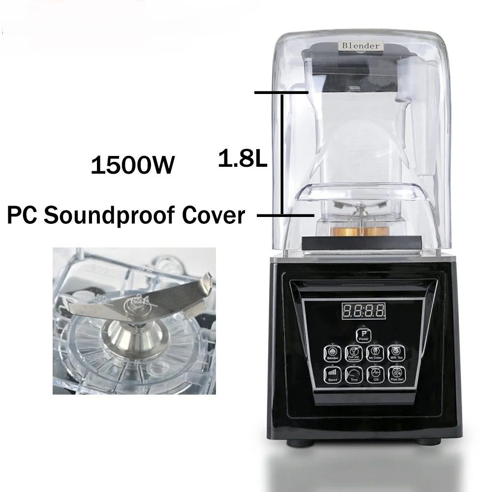 Commercial Intelligent Electric Blender 1.8L Food Blender Fruit Smoothie Machine Kitchen Wall Breaker PC Soundproof Cover