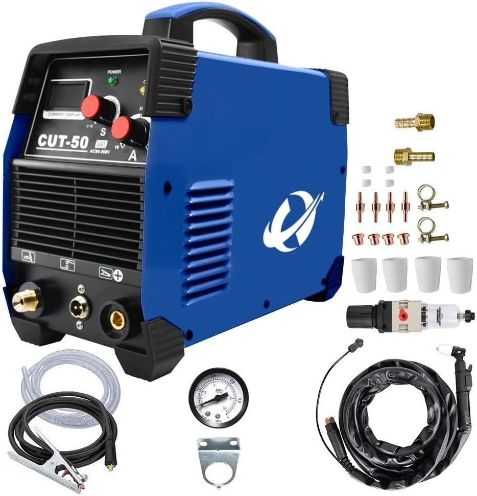 CUT 50 HF IGBT Plasma Cutter with 50 Amp 260 V to 20 mm Cutting Capacity for Cutting Stainless Steel, Alloy Steel (A-Blue)