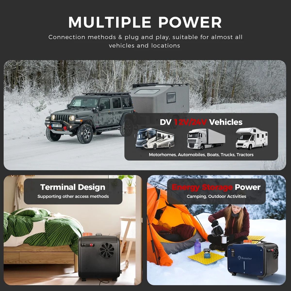 12V/24V- 220V 8KW Diesel Air Heater All In One LCD with Bluetooth Efficient - Full Portable Kit for Powerful and Efficient Heating in Cars Trucks RVs and Vans Easy Installation and Durable Design