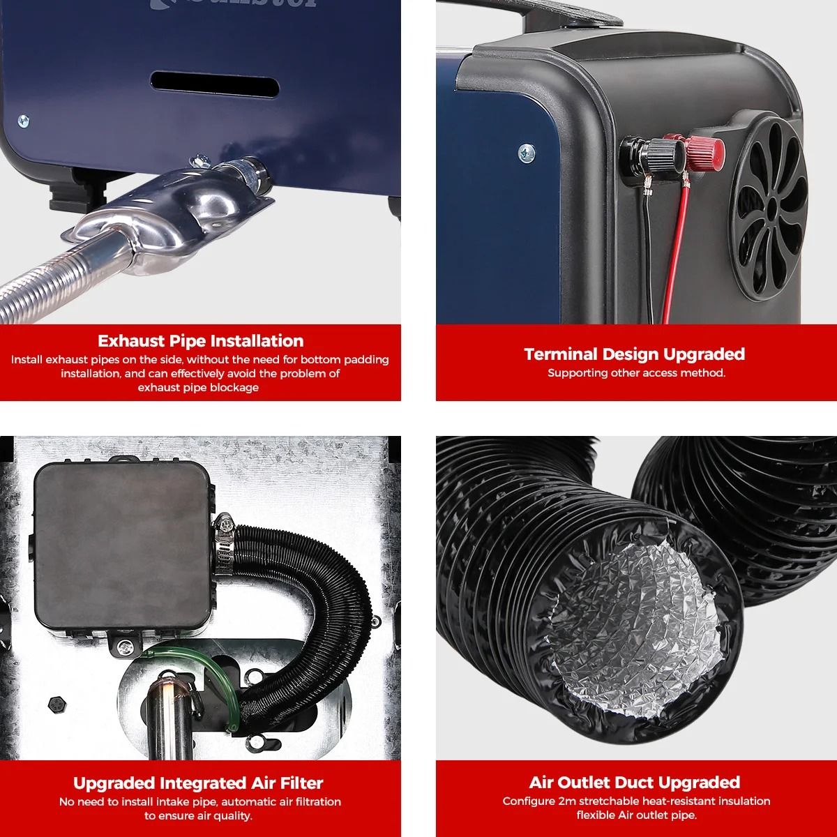 12V/24V- 220V 8KW Diesel Air Heater All In One LCD with Bluetooth Efficient - Full Portable Kit for Powerful and Efficient Heating in Cars Trucks RVs and Vans Easy Installation and Durable Design