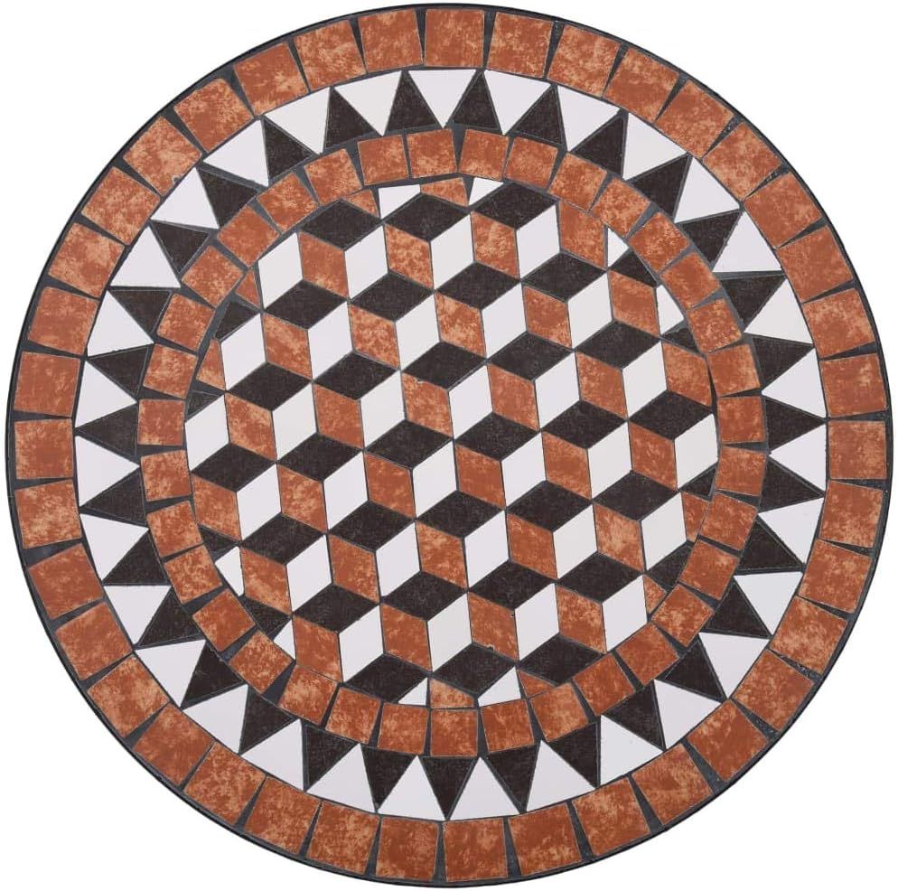 Mosaic Bistro Set 3-Piece Balcony Furniture Garden Furniture Mosaic Table 2 Mosaic Chairs Ceramic Terracotta