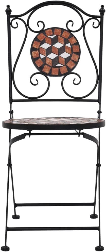 Mosaic Bistro Set 3-Piece Balcony Furniture Garden Furniture Mosaic Table 2 Mosaic Chairs Ceramic Terracotta