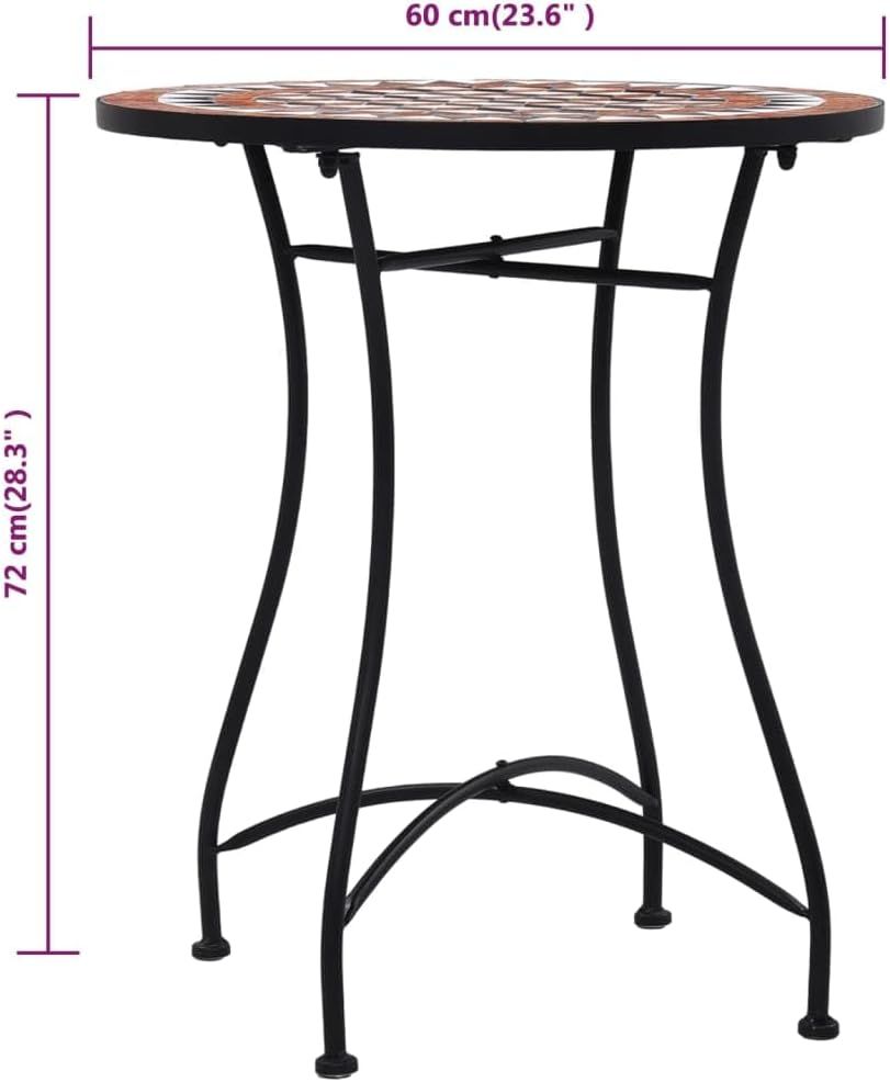 Mosaic Bistro Set 3-Piece Balcony Furniture Garden Furniture Mosaic Table 2 Mosaic Chairs Ceramic Terracotta