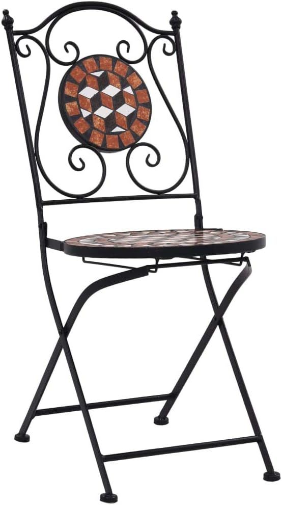 Mosaic Bistro Set 3-Piece Balcony Furniture Garden Furniture Mosaic Table 2 Mosaic Chairs Ceramic Terracotta