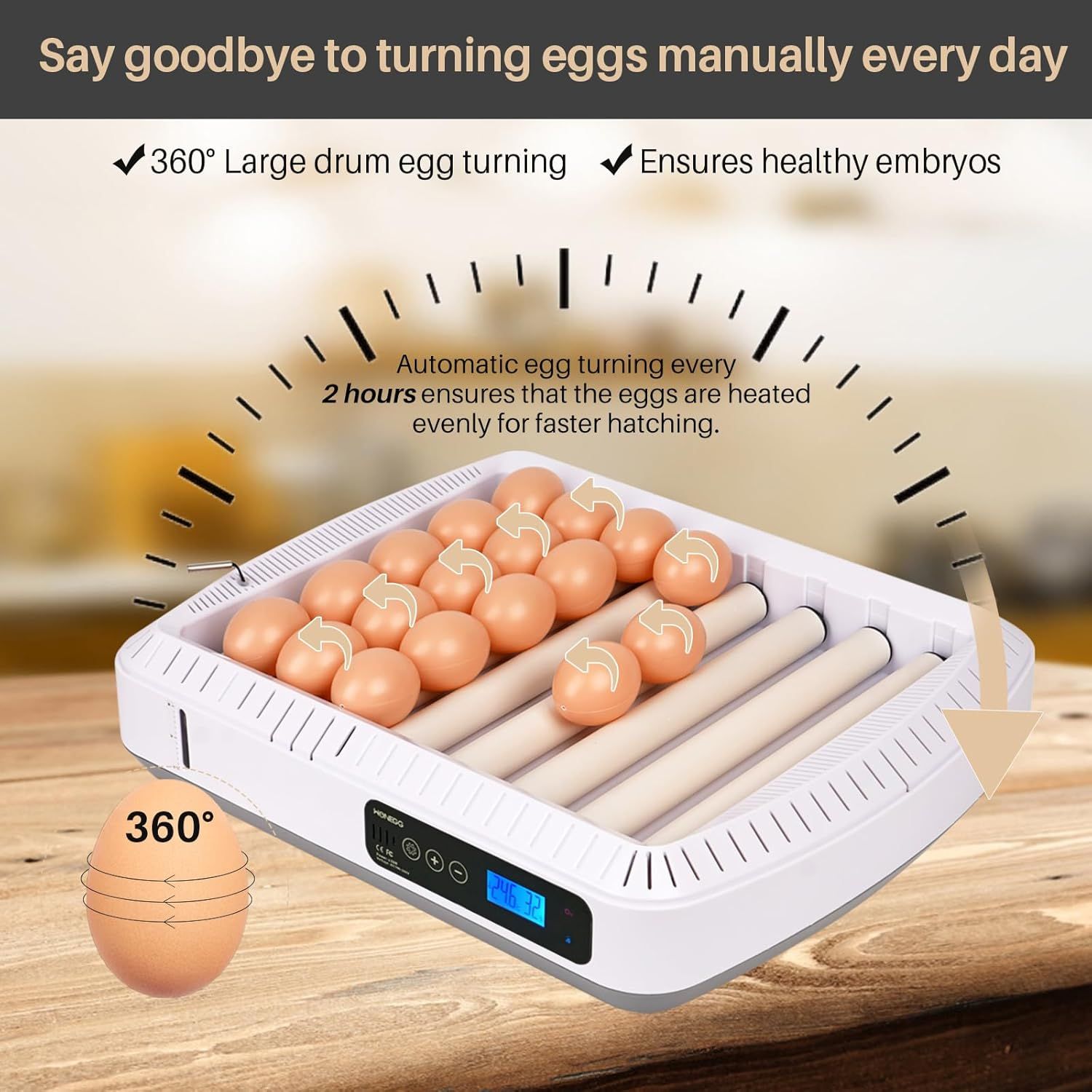 35-Egg Incubator with Automatic Turning, Temperature &amp; Humidity Control – Perfect for Hatching Chicken, Duck &amp; Goose Eggs