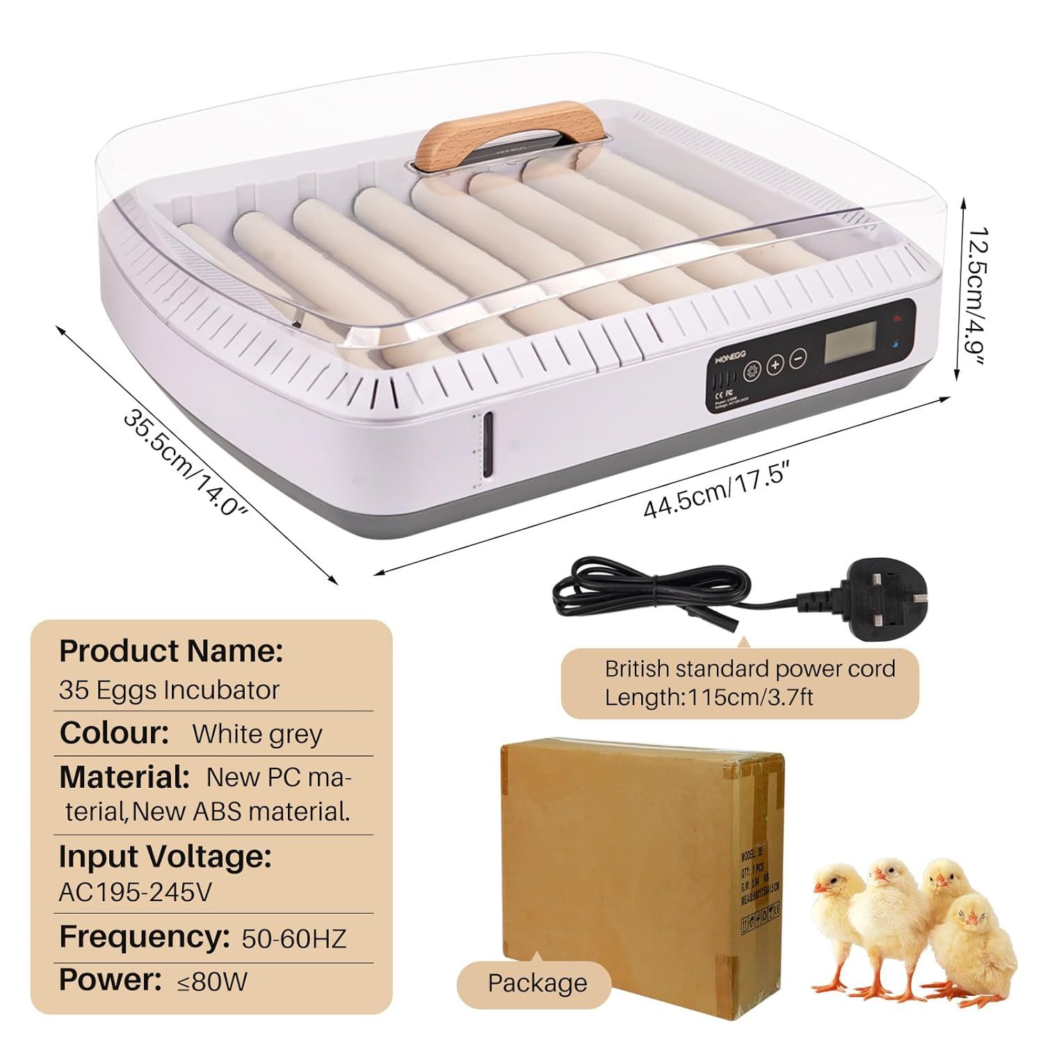 35-Egg Incubator with Automatic Turning, Temperature &amp; Humidity Control – Perfect for Hatching Chicken, Duck &amp; Goose Eggs