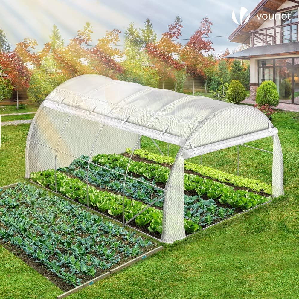 Large Polytunnel Greenhouse Gardening Walk In Grow House with Roll-up Side Walls, 4x3x2 m 12m² White