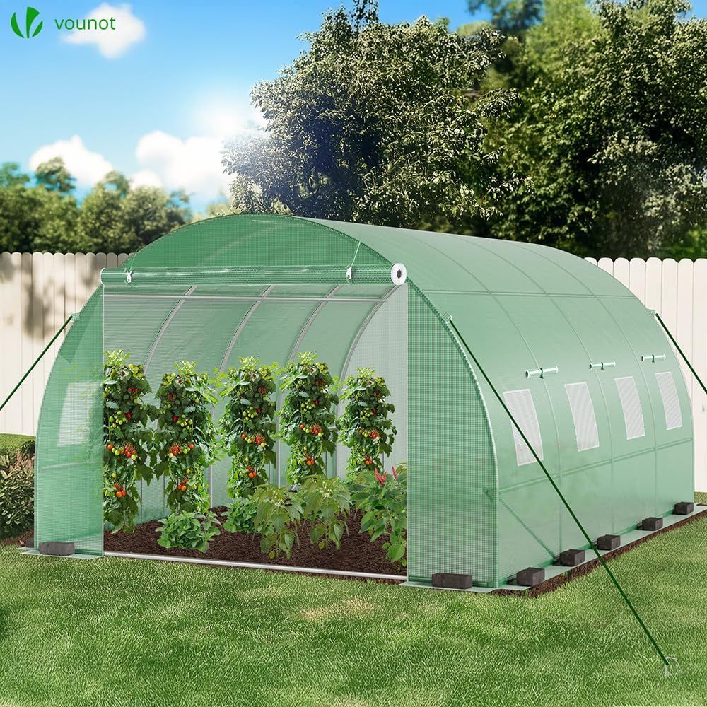 Large Polytunnel Greenhouse Gardening Walk In Grow House with Roll-up Side Walls, 4x3x2 m 12m² White