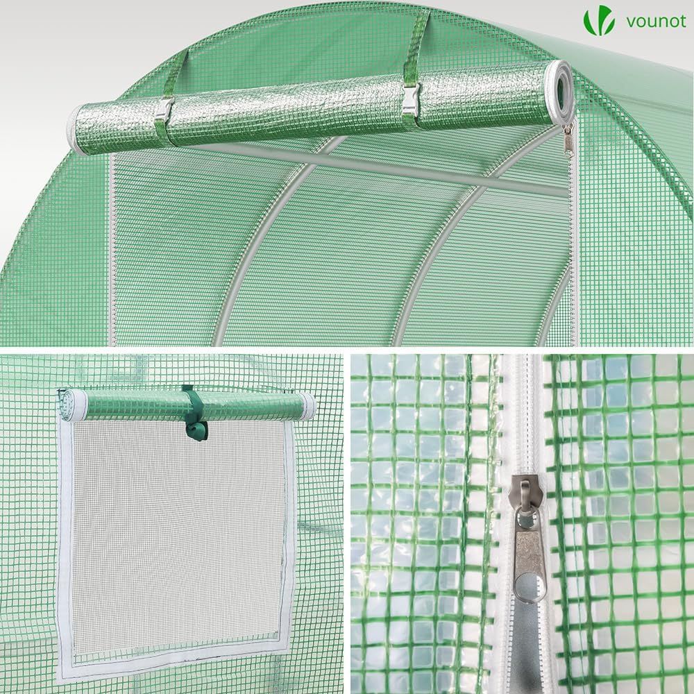 Large Polytunnel Greenhouse Gardening Walk In Grow House with Roll-up Side Walls, 4x3x2 m 12m² White