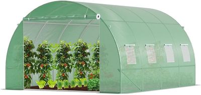 Large Polytunnel Greenhouse Gardening Walk In Grow House with Roll-up Side Walls, 4x3x2 m 12m² White