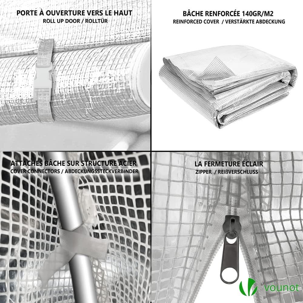 Polytunnel Greenhouse 3x2x2 m 6m² Poly Tunnels Gardening Walk In Pollytunnel Tent with Steel Frame