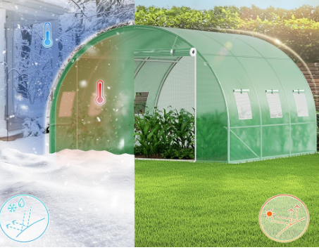 Polytunnel Greenhouse 3x3x2 m 9m² Poly Tunnels Gardening Walk In Pollytunnel Tent with Steel Frame