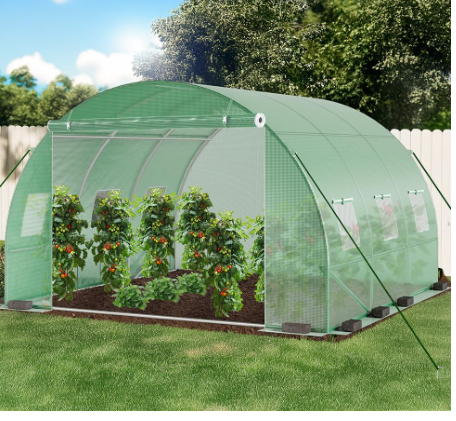 Polytunnel Greenhouse 3x3x2 m 9m² Poly Tunnels Gardening Walk In Pollytunnel Tent with Steel Frame