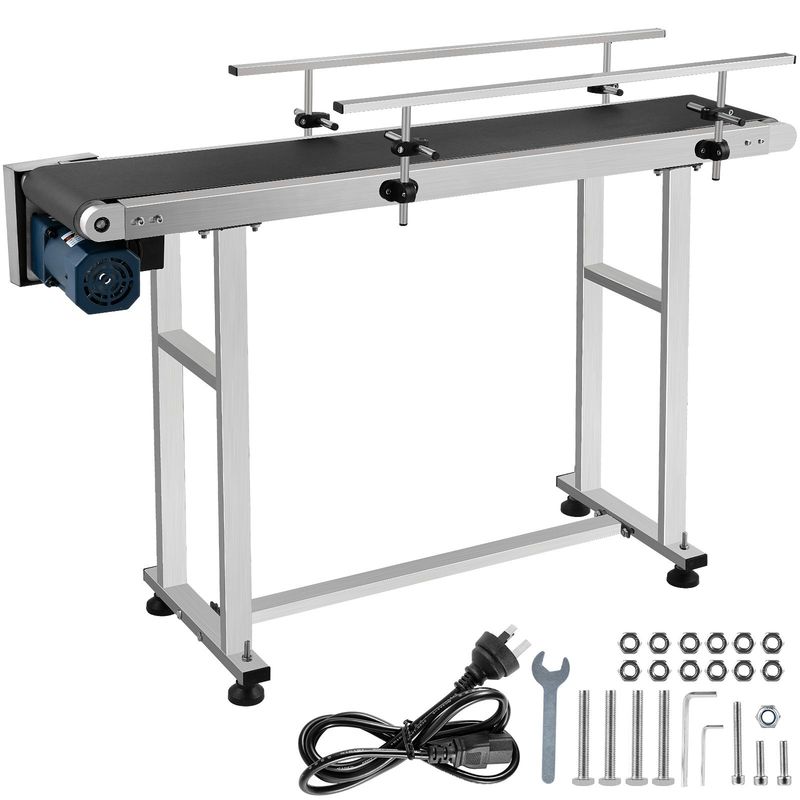 Commercial Steel Conveyor Belt Machine – Automatic Electric Conveyor with Adjustable Guardrail, 200-500mm Width, Ideal for Efficient Material Transport