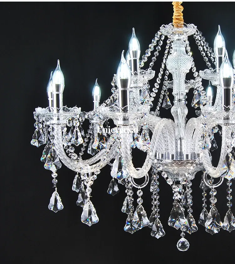Modern Luxury Crystal Chandelier – K9 Clear Crystals, Elegant Ceiling Light for Living Room, Foyer, Auditorium Light: 4 Light, 6 Light,10 Light, 8 Light, 15 Light, and 18 Light.