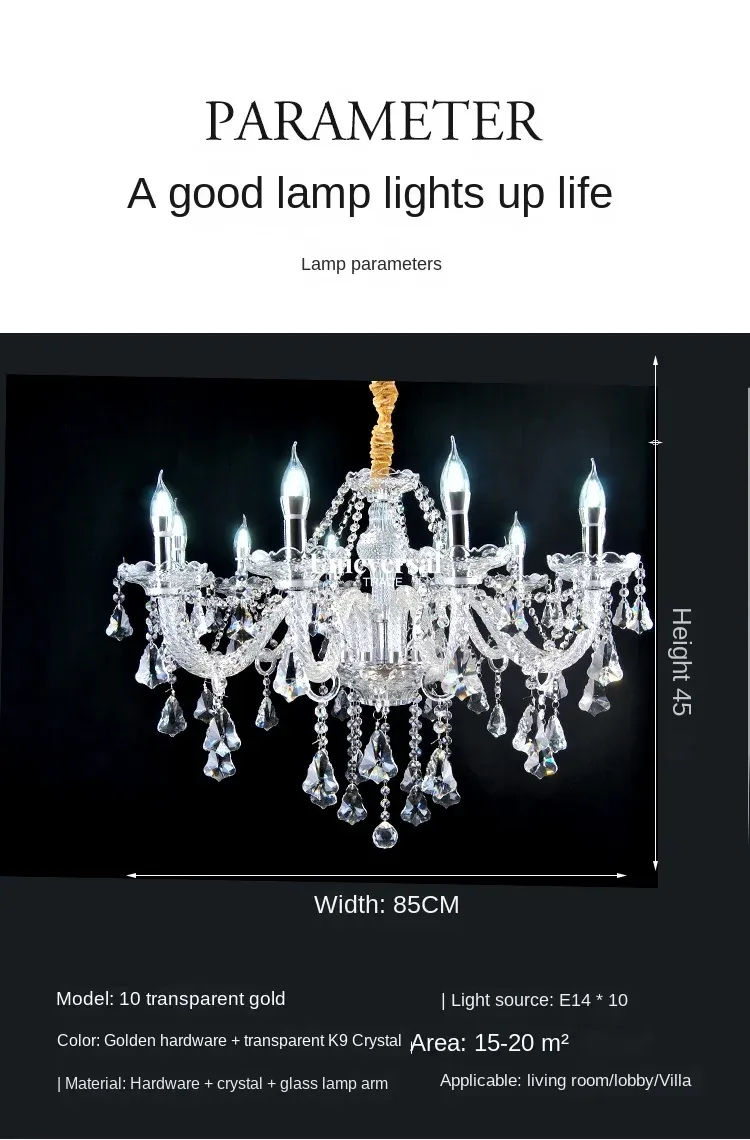 Modern Luxury Crystal Chandelier – K9 Clear Crystals, Elegant Ceiling Light for Living Room, Foyer, Auditorium Light: 4 Light, 6 Light,10 Light, 8 Light, 15 Light, and 18 Light.