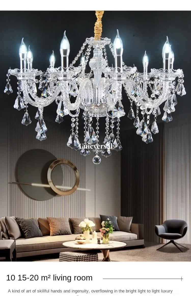 Modern Luxury Crystal Chandelier – K9 Clear Crystals, Elegant Ceiling Light for Living Room, Foyer, Auditorium Light: 4 Light, 6 Light,10 Light, 8 Light, 15 Light, and 18 Light.