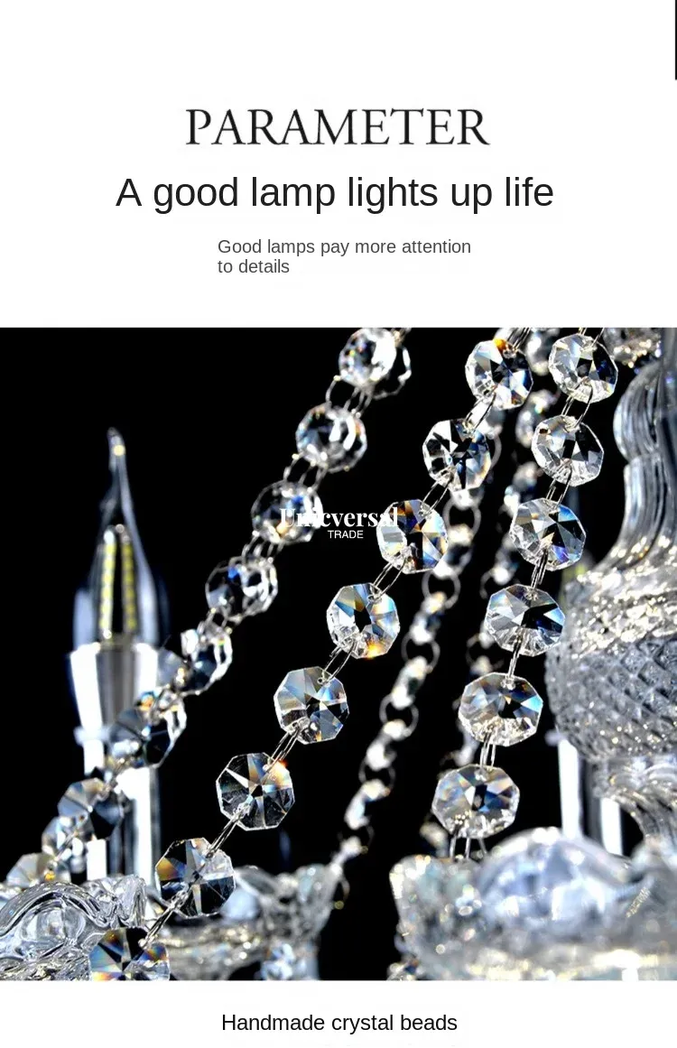 Modern Luxury Crystal Chandelier – K9 Clear Crystals, Elegant Ceiling Light for Living Room, Foyer, Auditorium Light: 4 Light, 6 Light,10 Light, 8 Light, 15 Light, and 18 Light.