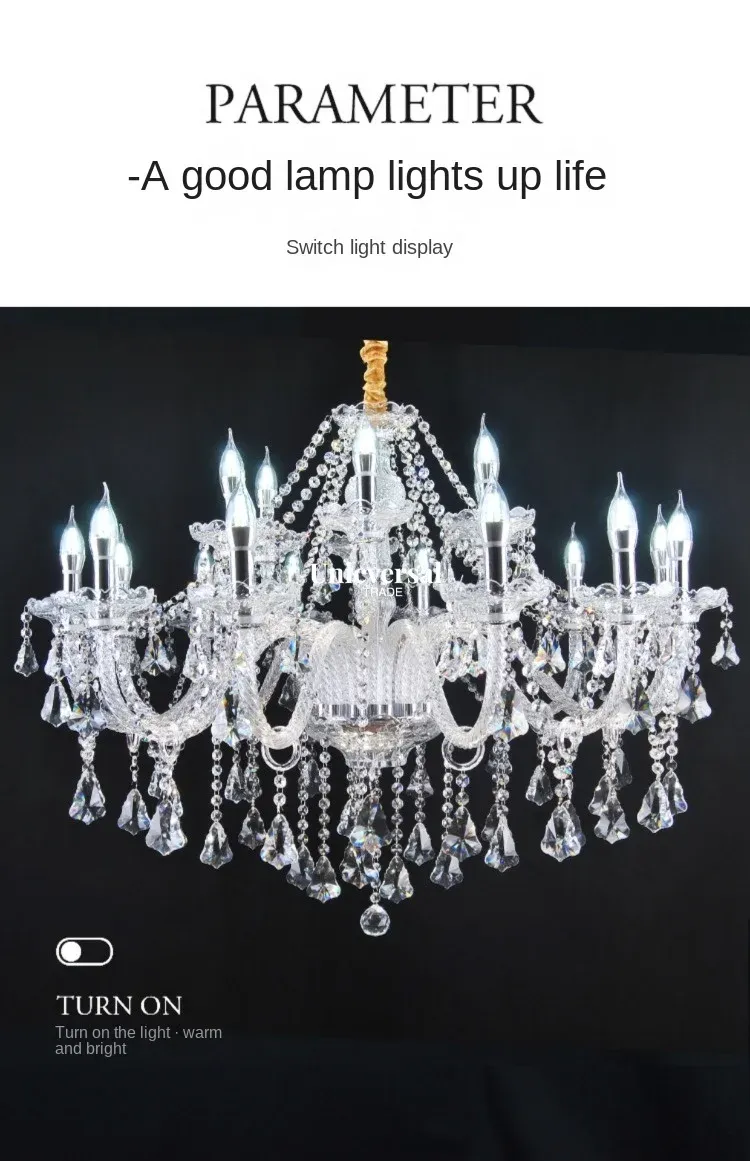 Modern Luxury Crystal Chandelier – K9 Clear Crystals, Elegant Ceiling Light for Living Room, Foyer, Auditorium Light: 4 Light, 6 Light,10 Light, 8 Light, 15 Light, and 18 Light.