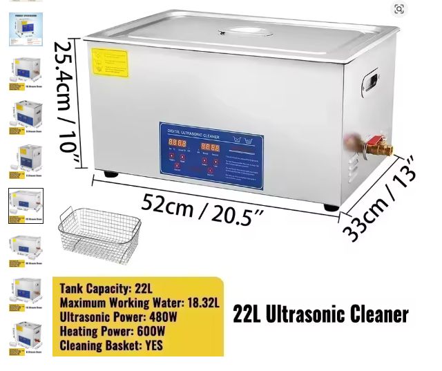 22L Stainless Steel Ultrasonic Cleaner with Digital Display and Powerful Cleaning Performance for Professional and Home Use