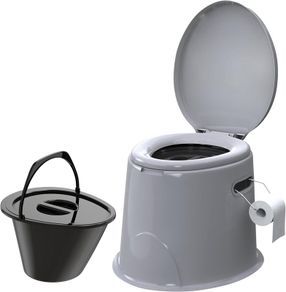 Large 5L Compact Portable Toilet Potty Loo with Seat, Washable Basket, and Toilet Roll Holder, Lightweight Camping.