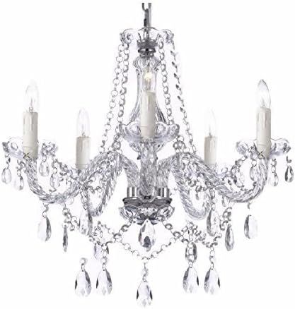 Chandelier 5 Bulbs, Modern Ceiling Light Fixture for Living Room, Dining Room, and Bedroom