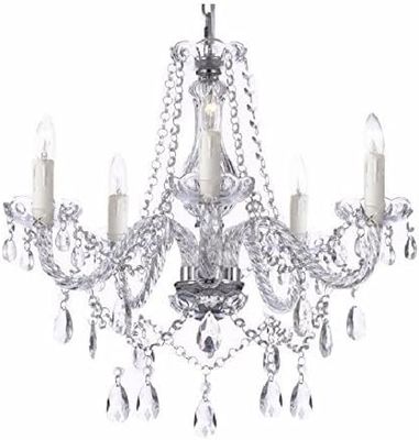 Chandelier 5 Bulbs, Modern Ceiling Light Fixture for Living Room, Dining Room, and Bedroom