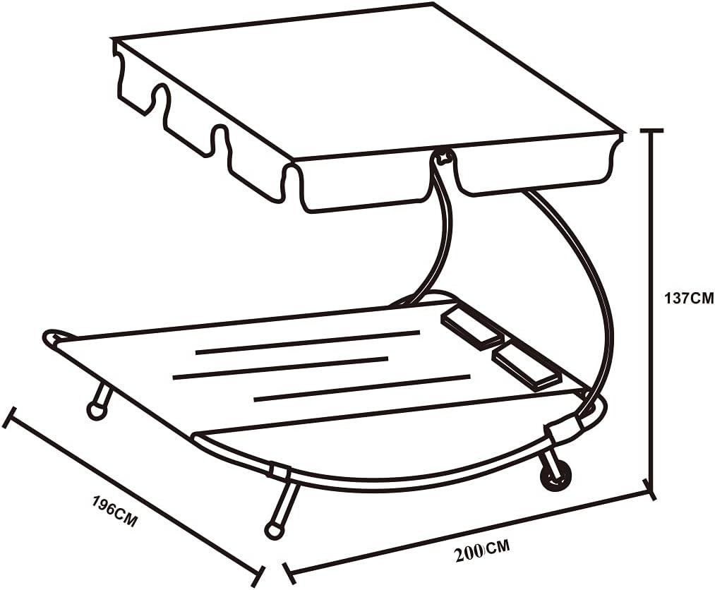 Double Sun Lounger with Canopy for 2 People Outdoor Recliner Chair
