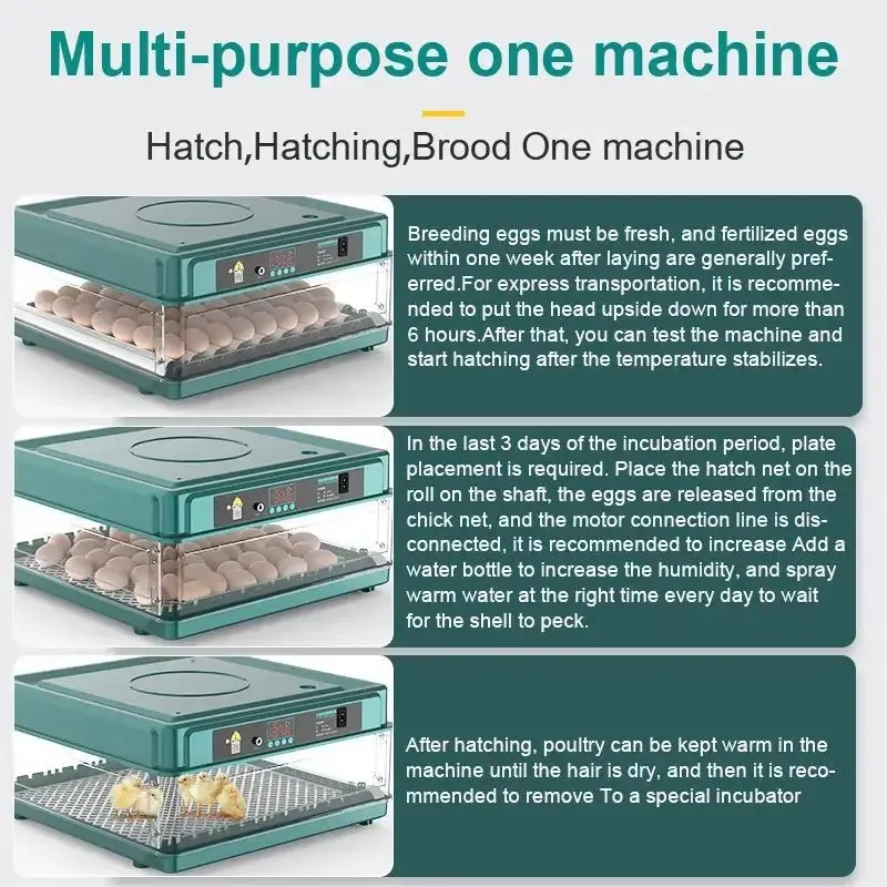 9/15/24/36 Egg Incubator with Drawers, Automatic Ionized Waterbed Refill &amp; Temperature Control.