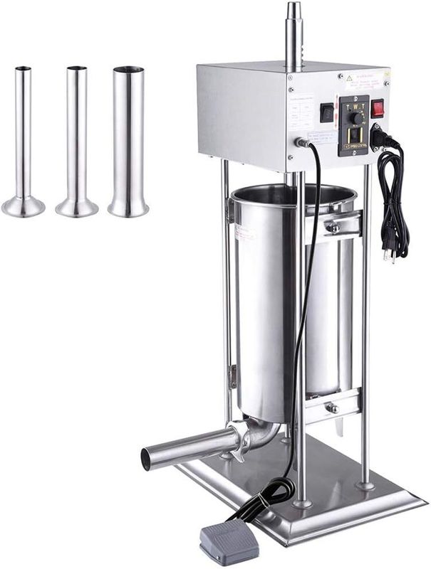 Commercial Electric Meat Maker Sausage Stuffer, Stainless Steel, Efficient Filling Machine for Butchers and Kitchens.