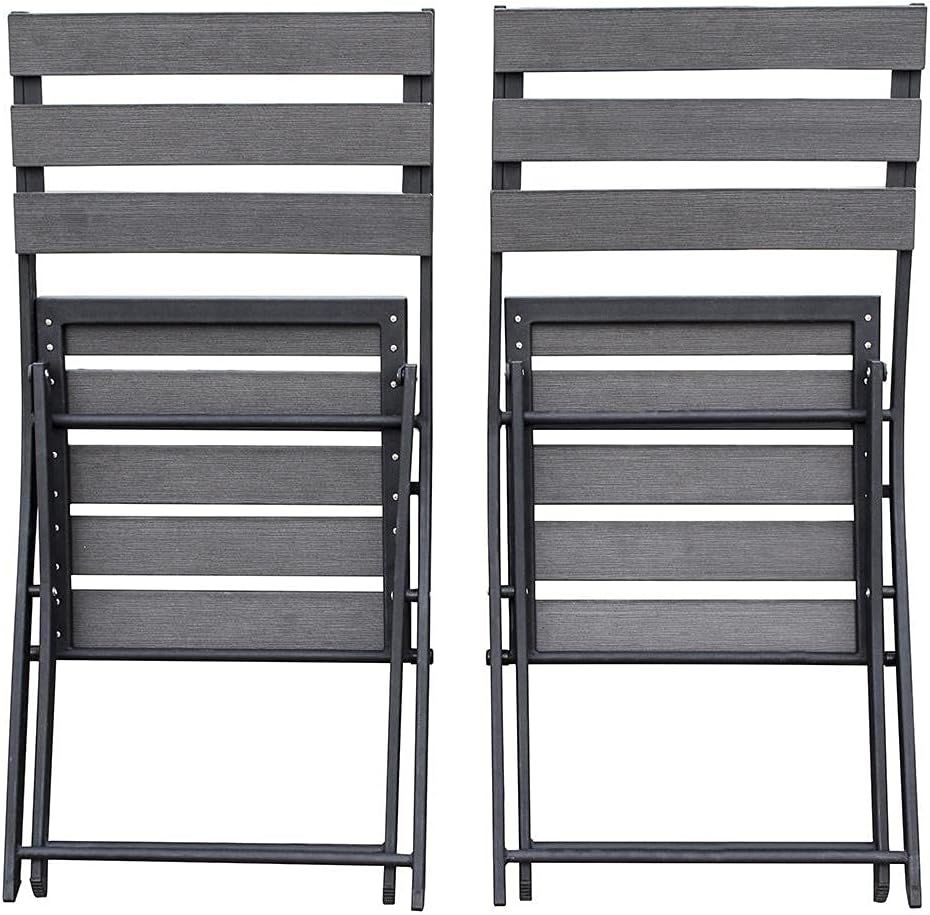 Garden Bistro Set for 2 Piece Outdoor Furniture, Folding Table and Chairs Set with Durable HDPE Surface &amp; Metal Frame