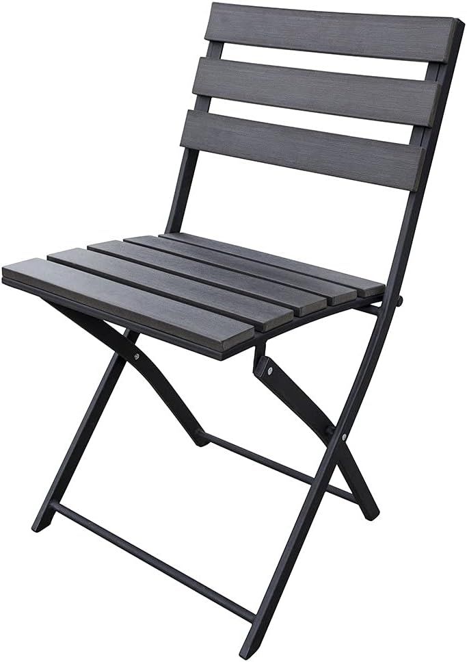 Garden Bistro Set for 2 Piece Outdoor Furniture, Folding Table and Chairs Set with Durable HDPE Surface &amp; Metal Frame
