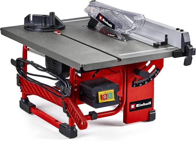 Table Saw - Angle Cuts (to 45°), Angle Stop (+/- 60°) for Mitre Cuts, Dust Extraction Adaptor - Powerful, Compact and Portable Circular Bench Saw for Woodworking