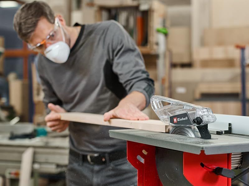 Table Saw - Angle Cuts (to 45°), Angle Stop (+/- 60°) for Mitre Cuts, Dust Extraction Adaptor - Powerful, Compact and Portable Circular Bench Saw for Woodworking
