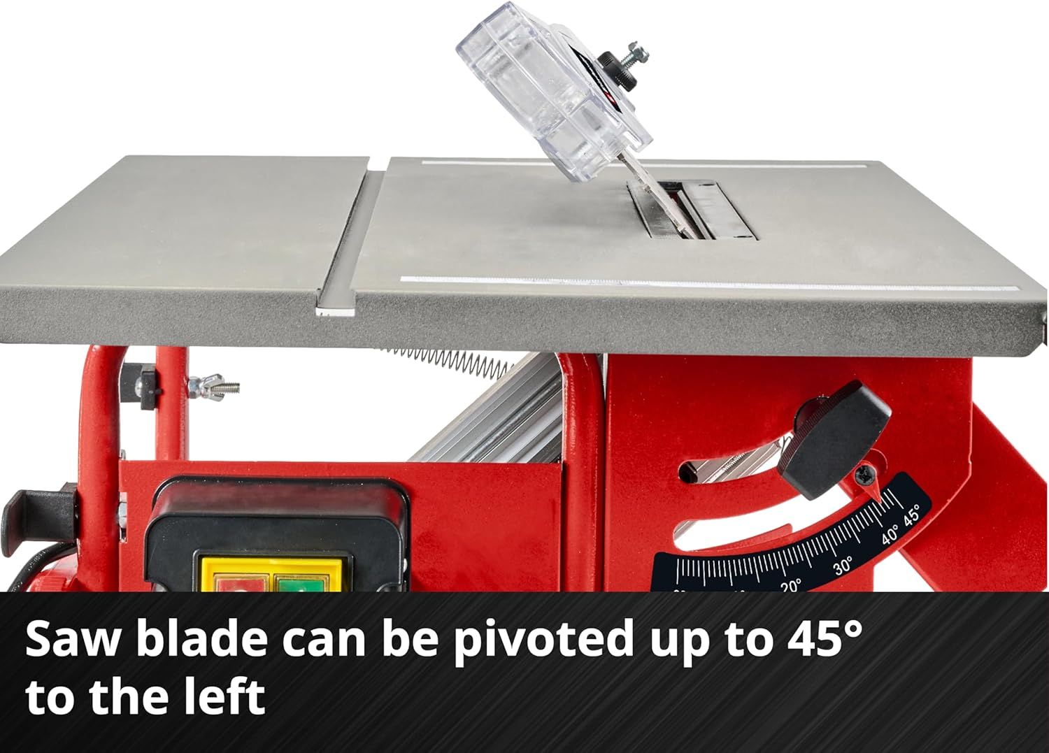 Table Saw - Angle Cuts (to 45°), Angle Stop (+/- 60°) for Mitre Cuts, Dust Extraction Adaptor - Powerful, Compact and Portable Circular Bench Saw for Woodworking