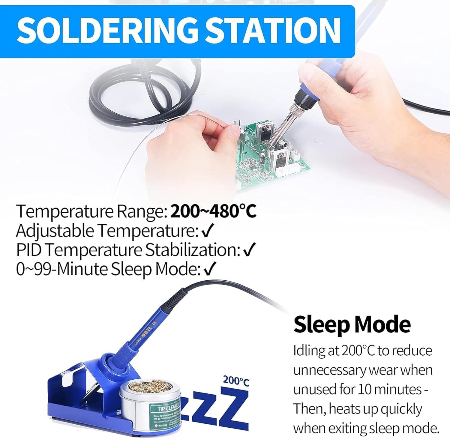 Hot Air Rework Station Soldering Station, 0–15V DC Power Supply Multi channel Station with 5V USB Charging Port and 35V DC Voltmeter for Cellphone and Electronic Rework Repair