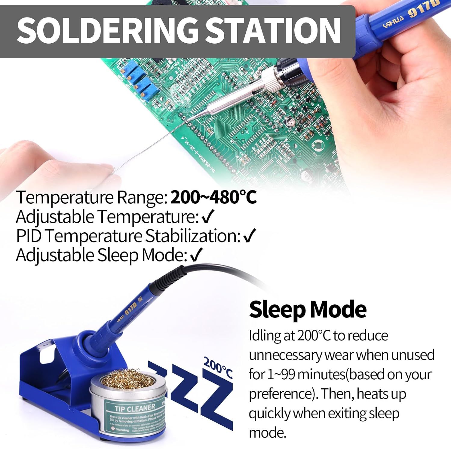 Hot Air Rework Station Soldering Station, 0–15V DC Power Supply Multi channel Station with 5V USB Charging Port and 35V DC Voltmeter for Cellphone and Electronic Rework Repair