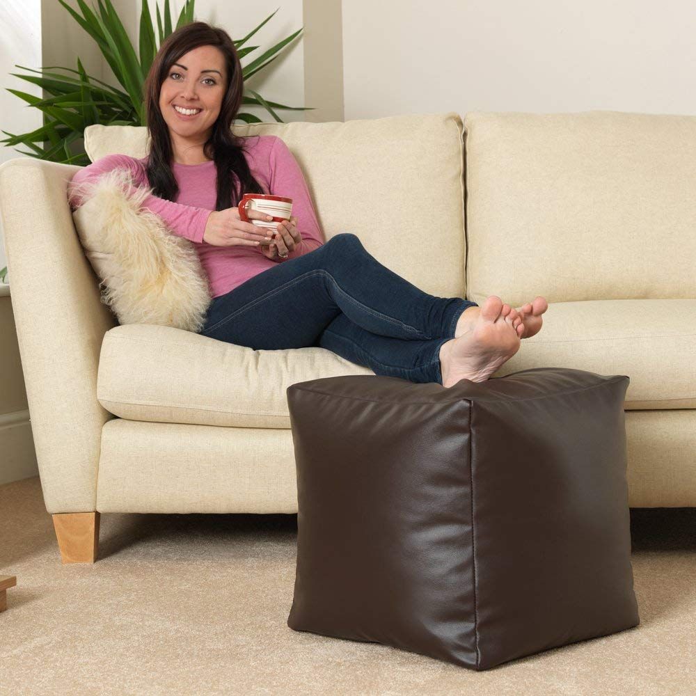 Footrest/Footstool/Puffe/Ottoman/Point Bean Bag Chair Cover Only, Medium Size, Brown (unfilled)