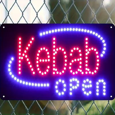 1pc Vintage Turkish/Kebab Shop Neon Sign - Non-Luminous LED-like Glow, Heavy-Duty Metal Restaurant Decoration with Neon &quot;KEBA