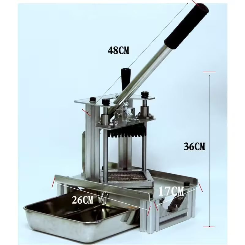 Heavy-Duty Commercial French Fry Cutter - 100kg/h High-Speed Potato Chipper with Non-Slip Base, Stainless Steel Construction, for Restaurant, Home Kitchen, Commercial Use - Easy-Clean Vegetable Slicer