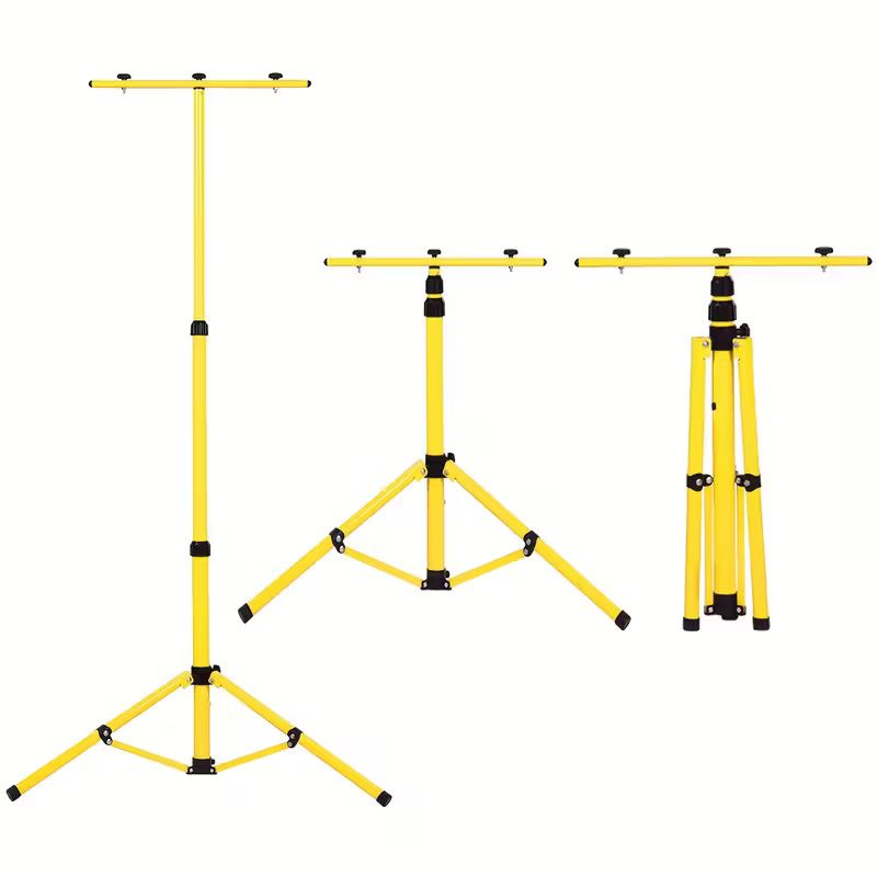 Professional Adjustable Telescopic LED Floodlight Tripod Stand with 3-Section Adjustable Height, Sturdy Iron Construction &amp; Non-Slip Rubber Feet for Outdoor Construction, Events, Photography