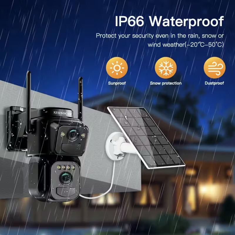 High Quality Solar-Powered 2G/3G/4G LTE Security Camera, 360° Viewing Angle, Includes TF &amp; SIM Card, Color Night Vision, PIR Motion Detection with Siren Alerts, 4G Connectivity, Adjustable Height