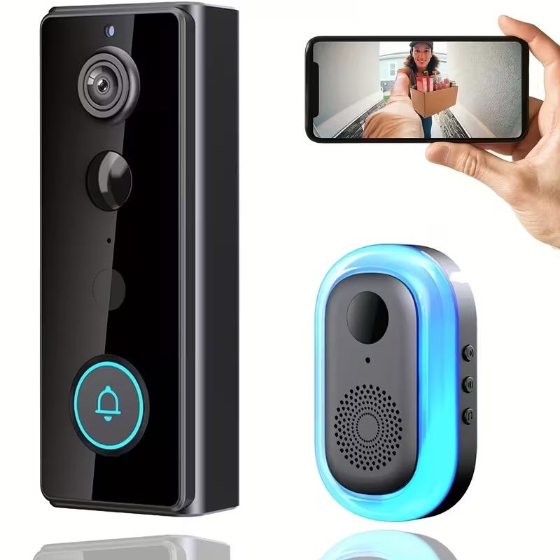 Wireless Video Doorbell System with 2K HD Security Camera, 180° Wide-Angle View, Two-Way Audio, Motion Detection Alerts, Night Vision, Instant Recording, Compatible with Smartphones/Tablets, USB-Power