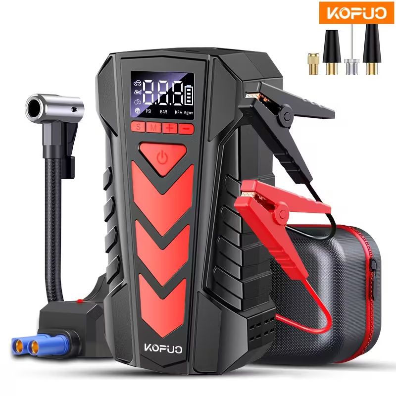 5-in-1 Jump Starter with Smart Safety Clamps &amp; Digital Display - 4000A 9.0L/8.0L Gas/Diesel Truck/SUV/RV Charger, 150PSI Cordless Inflator, 3-Mode LED, 12V USB Charger, 40°C Cold Start